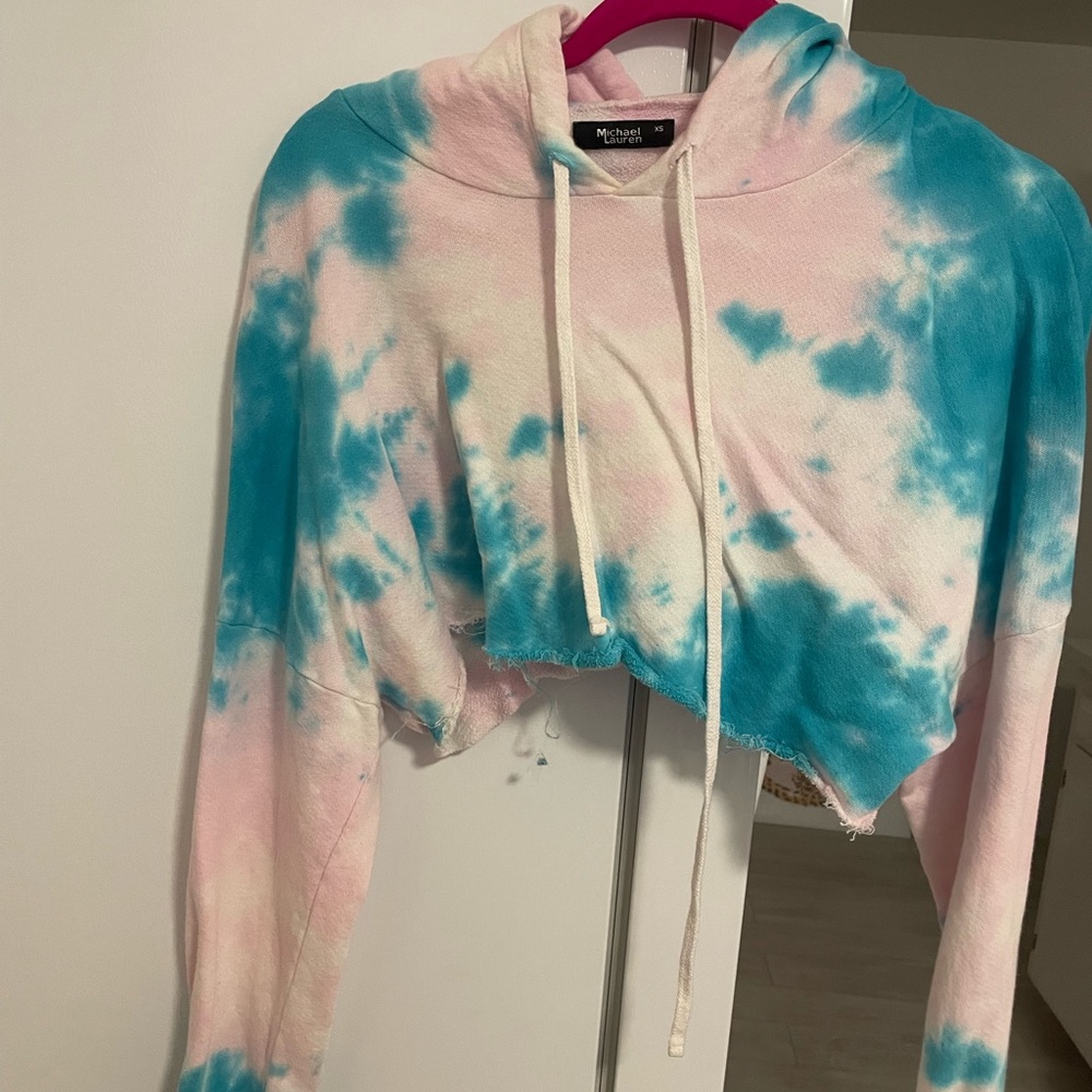 Michael Lauren tie-dye crop hoodie